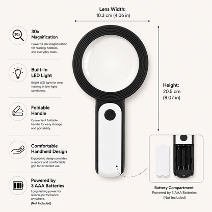Handheld Magnifying Glass LED Foldable Lighted Lens
