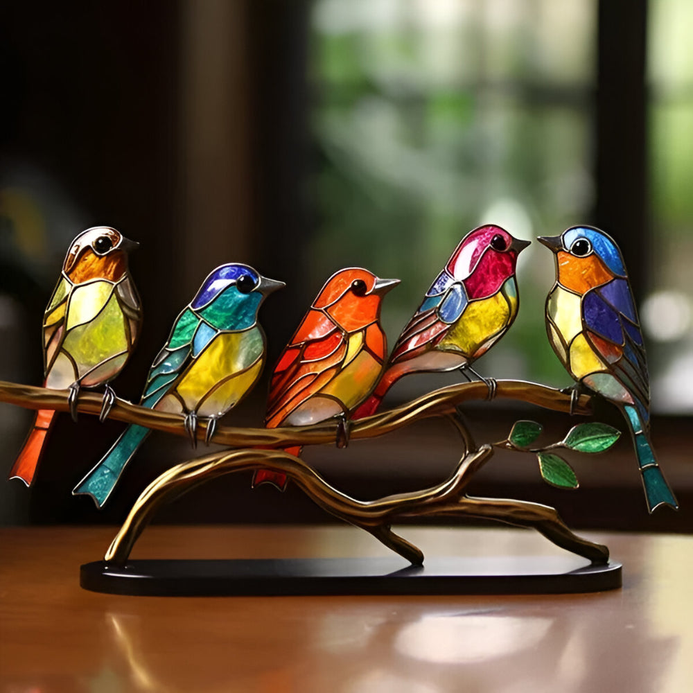 Home Decor Glass Bird Sculpture Table Accent Colored Figurine