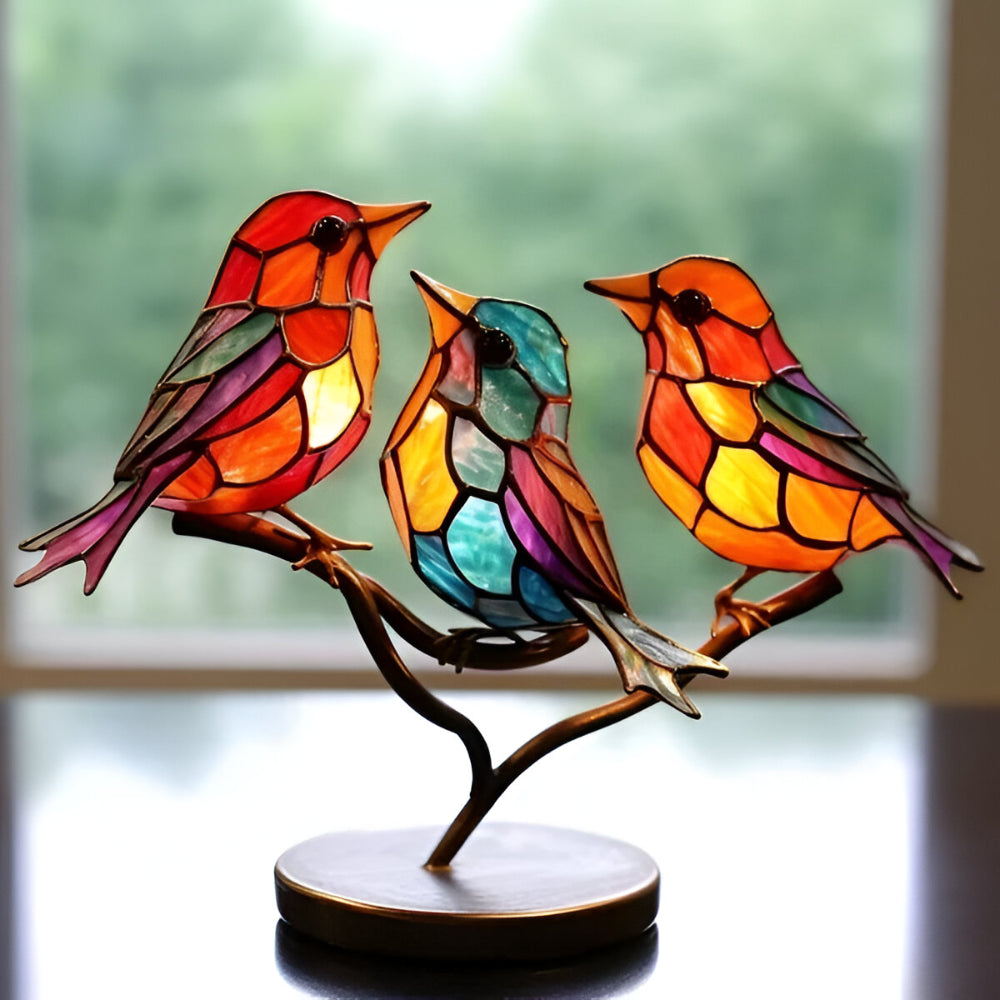 Home Decor Glass Bird Sculpture Table Accent Colored Figurine
