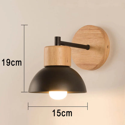 Lampada da parete in legno e metallo | Lampada da comodino moderna in stile nordico