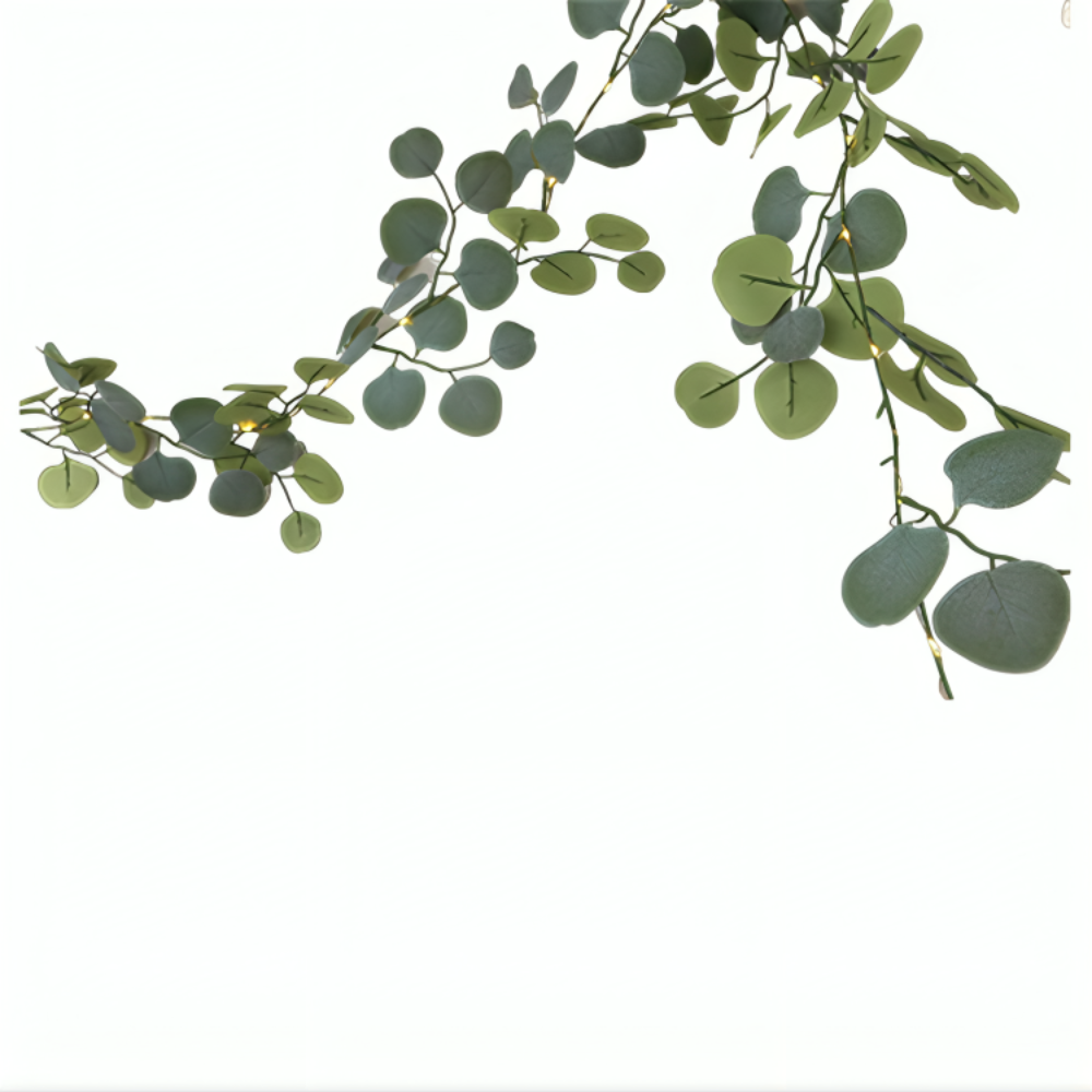 Heimdekoration LED-Lichterkette Eukalyptus Rattan Kaminsims Akzent