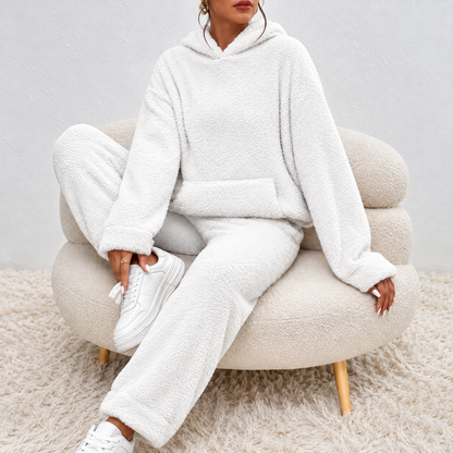 Ultra bequemer Teddy-Pyjama-Set mit Kapuze für zu Hause