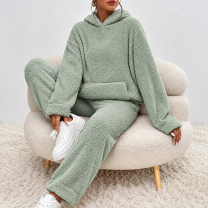Ultra bequemer Teddy-Pyjama-Set mit Kapuze für zu Hause