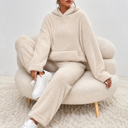 Ultra bequemer Teddy-Pyjama-Set mit Kapuze für zu Hause