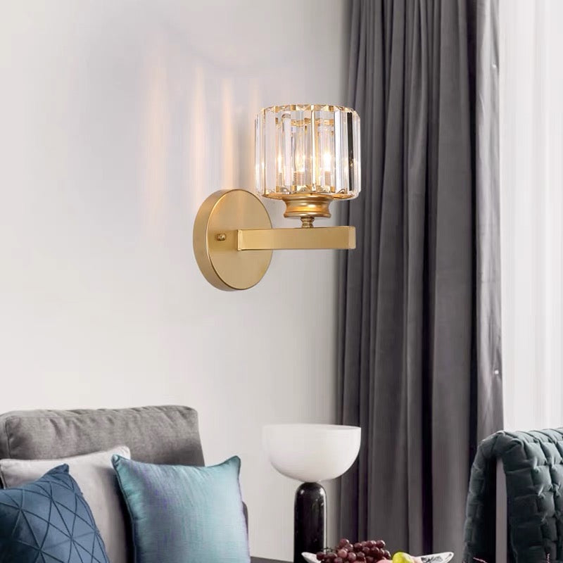 Lampada da parete in cristallo | Applique moderna in vetro e ferro