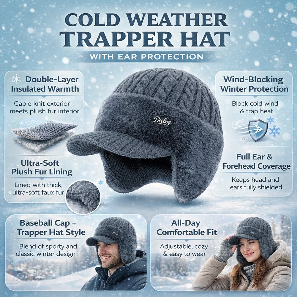 Cold Weather Trapper Hat with Ear Protection - Winter Warmth Hat - Image 5