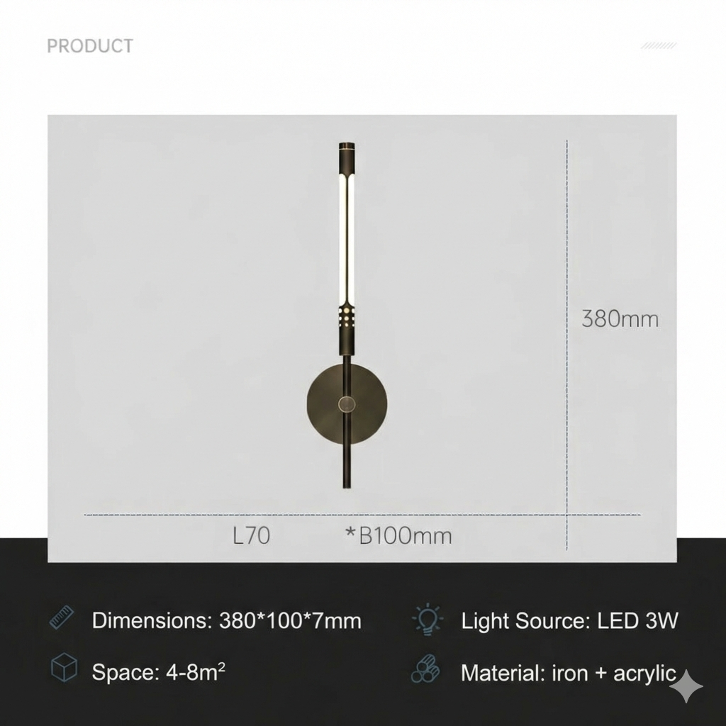 Applique da parete moderna in metallo e acrilico con luce LED per interni