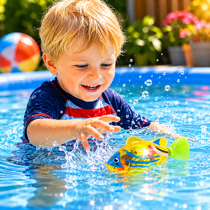 צעצועי אמבטיה אינטראקטיביים לילדים דג צף עם תאורת LED