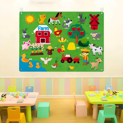 Tablero de fieltro para pared, interactivo, para exhibición de aprendizaje infantil