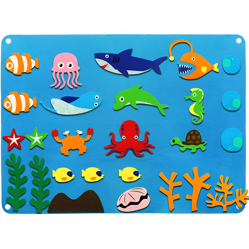 Tablero de fieltro para pared, interactivo, para exhibición de aprendizaje infantil