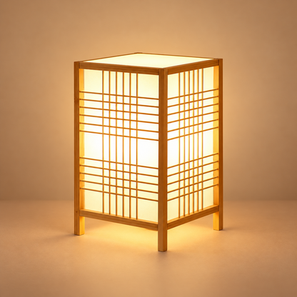 Japansk bambusbordlampe med blødt lys i zenstil
