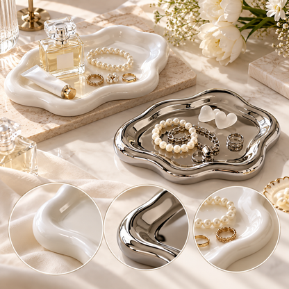 Tavă organizatoare pentru bijuterii, din ceramică, decorativă pentru măsuța de toaletă