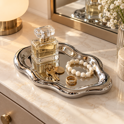 Tavă organizatoare pentru bijuterii, din ceramică, decorativă pentru măsuța de toaletă