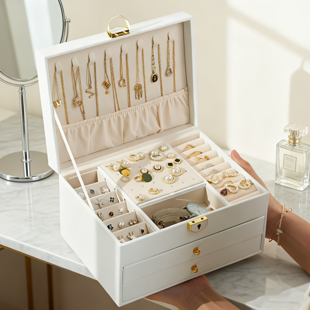 Jewelry Box Organizer Mothers Day Gift Lockable Storage Case