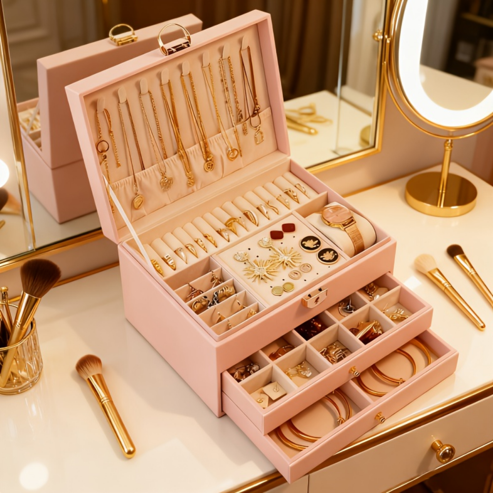 Jewelry Box Organizer Mothers Day Gift Lockable Storage Case