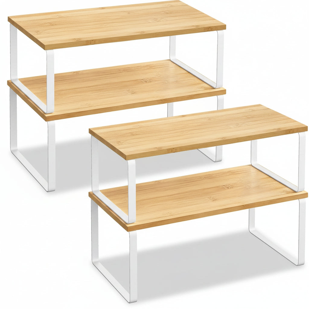 Raft organizator stivuibil din metal pentru dulap de bucătărie, suporturi de depozitare