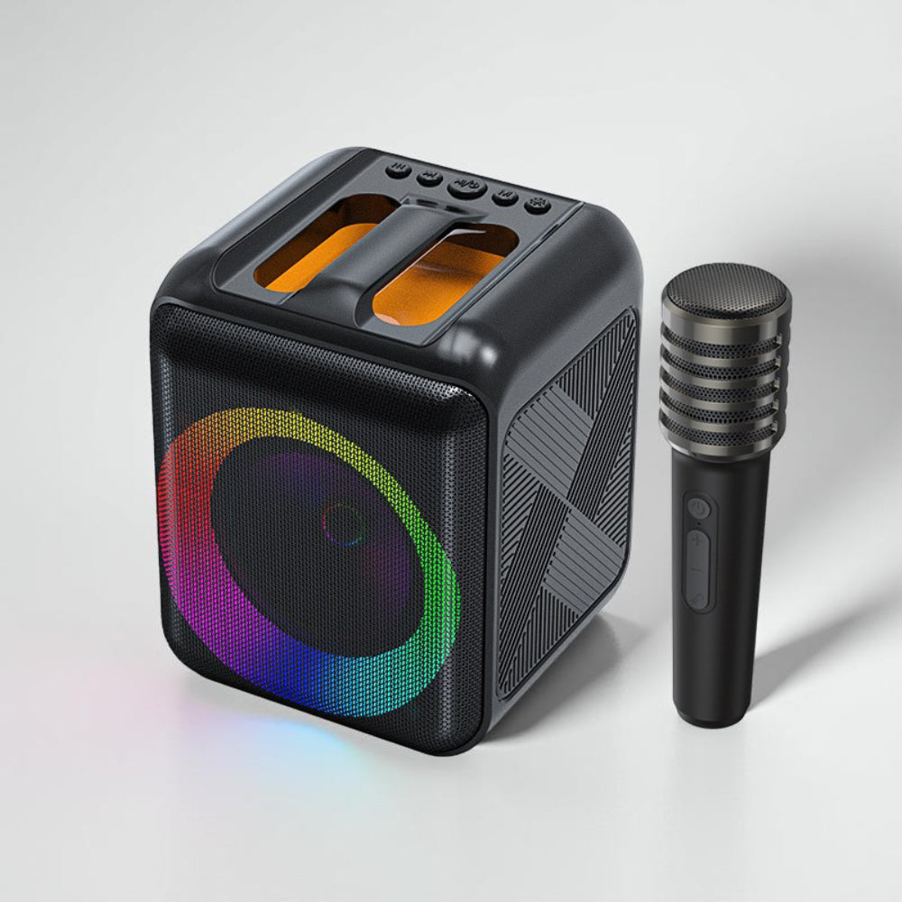 Máquina de Karaoke Coluna Bluetooth Portátil Microfones Sem Fios