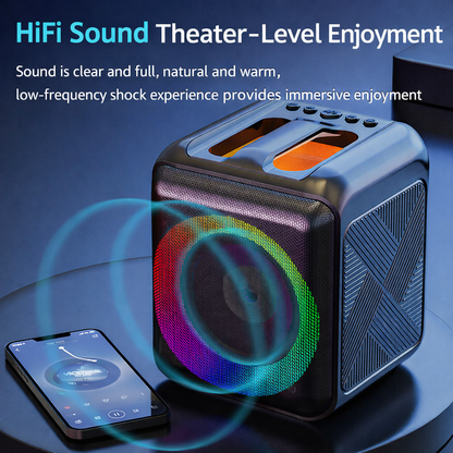 Máquina de Karaoke Coluna Bluetooth Portátil Microfones Sem Fios