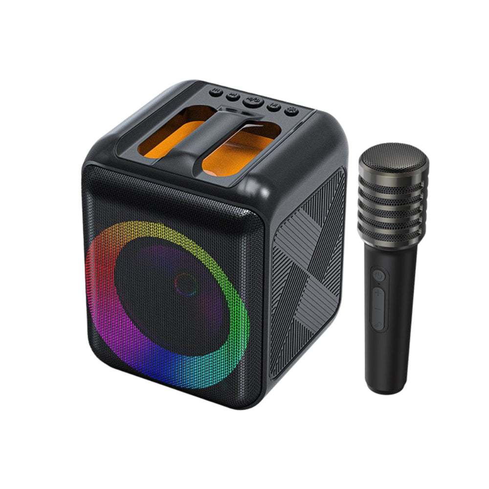 Máquina de Karaoke Coluna Bluetooth Portátil Microfones Sem Fios