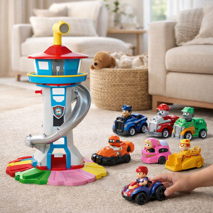 Kids Toy Car Slide Tower Racing Track Playset