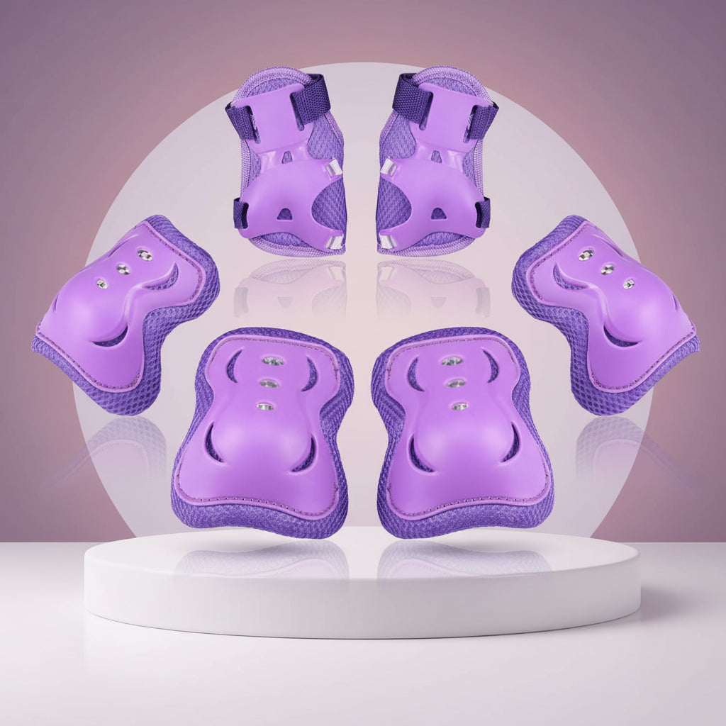 Conjunto de protección para niños con rodilleras, coderas y muñequeras ajustables