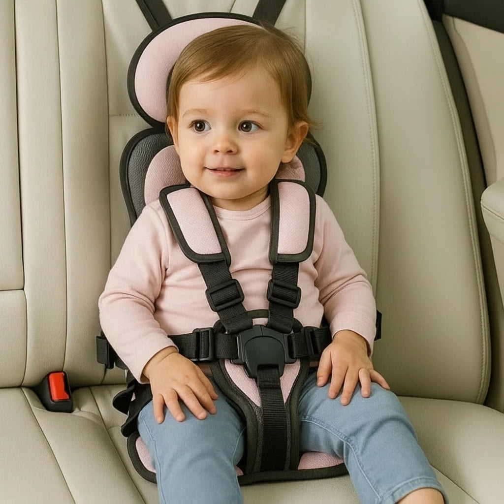 Cadeira Auto Infantil Portátil Dobrável com Arnês de Segurança para Viagem