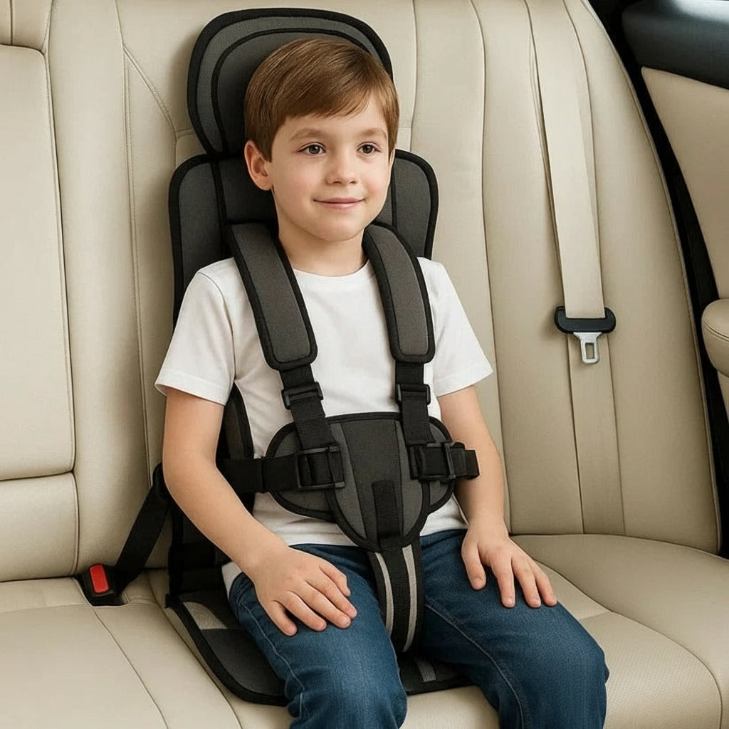 Cadeira Auto Infantil Portátil Dobrável com Arnês de Segurança para Viagem
