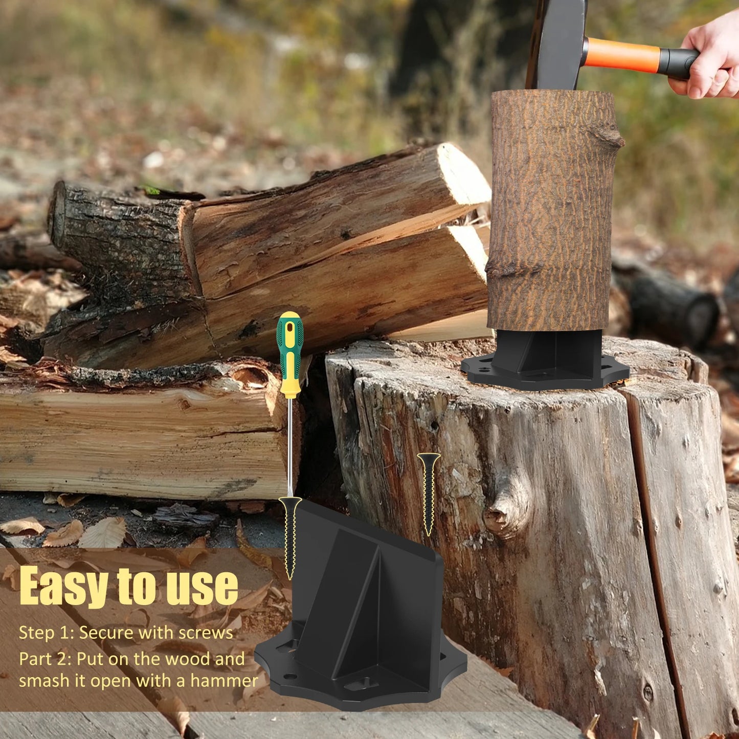 KindlePro | Partidor de Leña de Acero al Carbono | Herramienta Portátil con Bolsa de Tela
