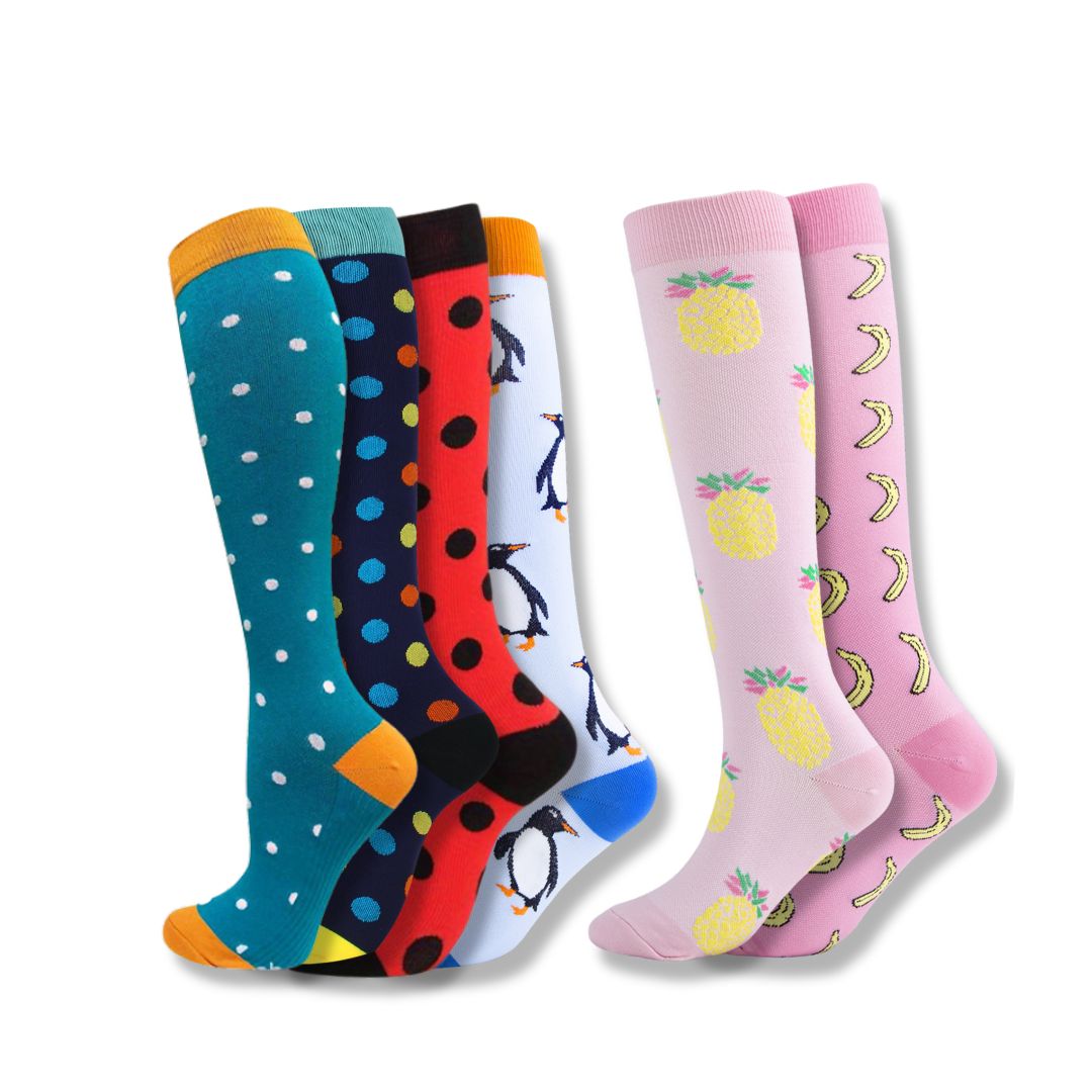 Calze a compressione da donna al ginocchio, supporto per viaggi e sport