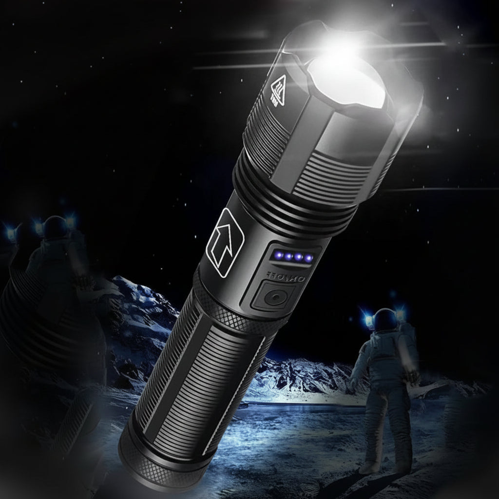 Torcia ricaricabile tattica in alluminio con LED e zoom