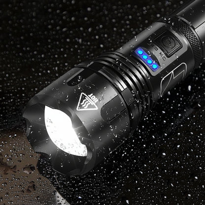 Torcia ricaricabile tattica in alluminio con LED e zoom