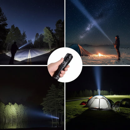 Torcia ricaricabile tattica in alluminio con LED e zoom