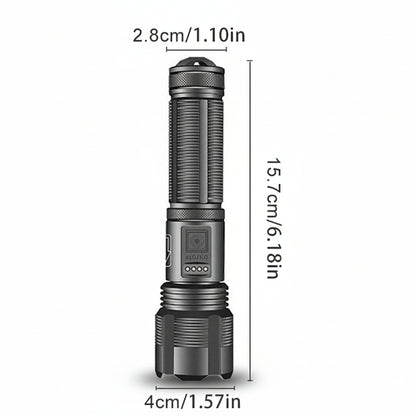 Torcia ricaricabile tattica in alluminio con LED e zoom