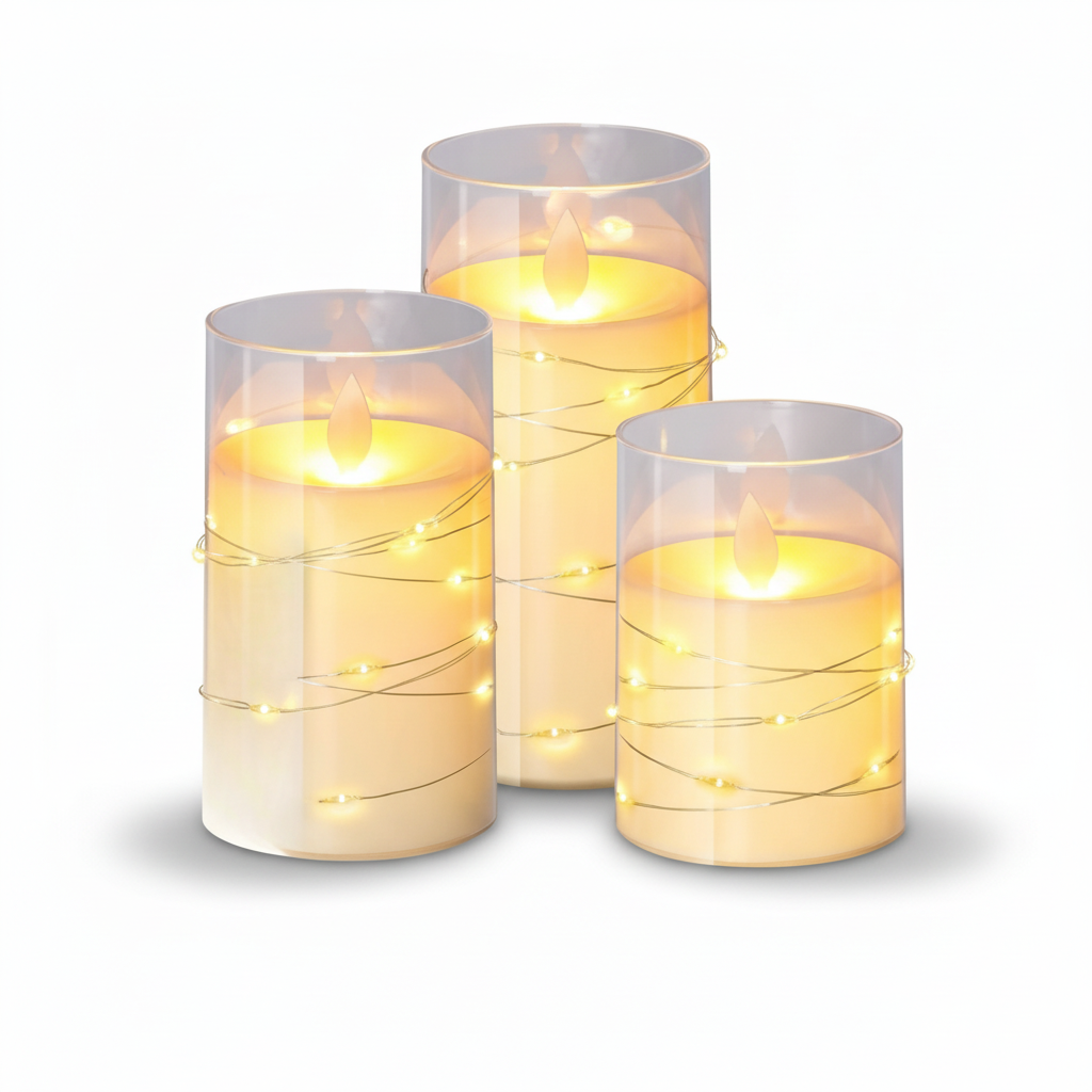 Velas LED sin llama decorativas con control remoto, blanco cálido, juego
