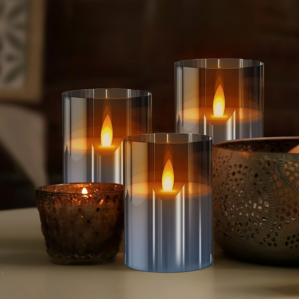 Velas LED sin llama decorativas con control remoto, blanco cálido, juego