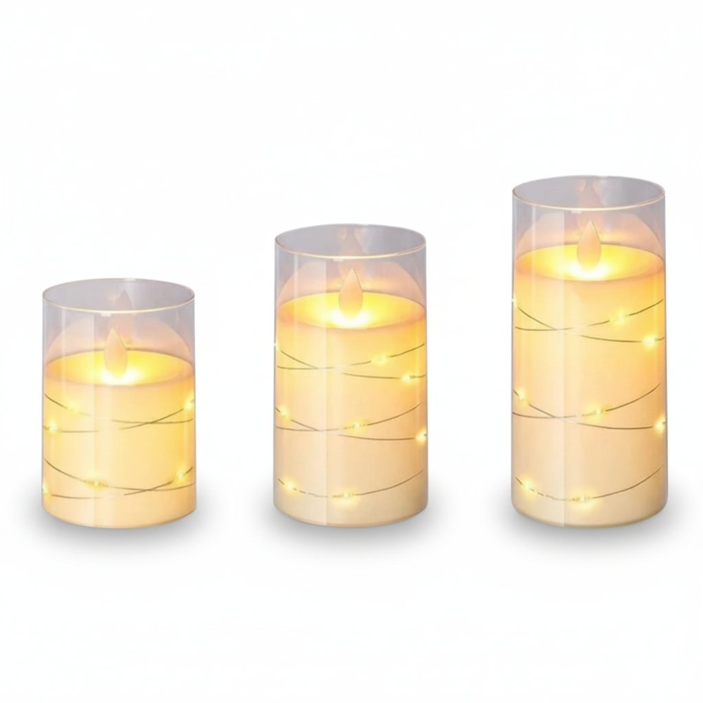 Velas LED sin llama decorativas con control remoto, blanco cálido, juego