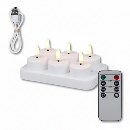 Set di Candele a LED Senza Fiamma con Telecomando, Timer e Ricaricabili via USB