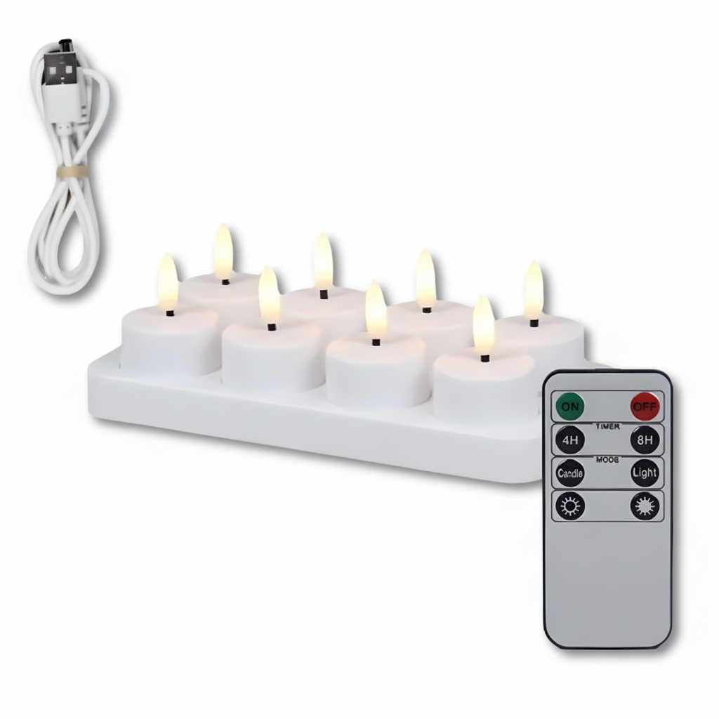 Set di Candele a LED Senza Fiamma con Telecomando, Timer e Ricaricabili via USB