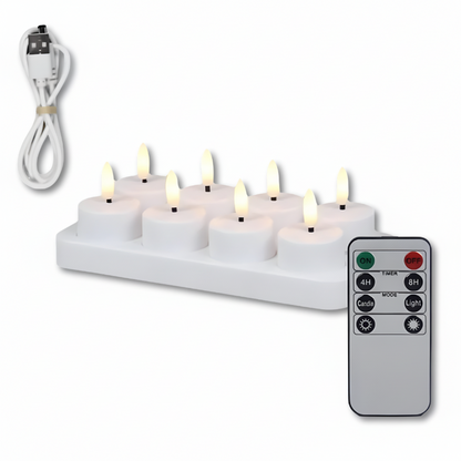 Set di Candele a LED Senza Fiamma con Telecomando, Timer e Ricaricabili via USB