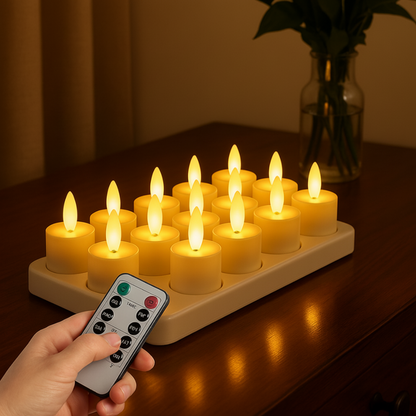 Set di Candele a LED Senza Fiamma con Telecomando, Timer e Ricaricabili via USB