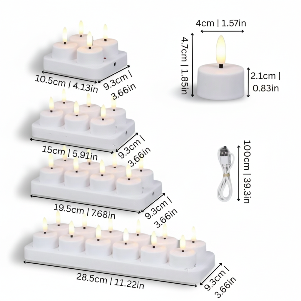 Set di Candele a LED Senza Fiamma con Telecomando, Timer e Ricaricabili via USB