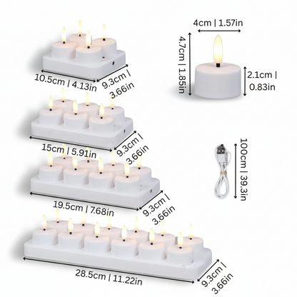Set di Candele a LED Senza Fiamma con Telecomando, Timer e Ricaricabili via USB