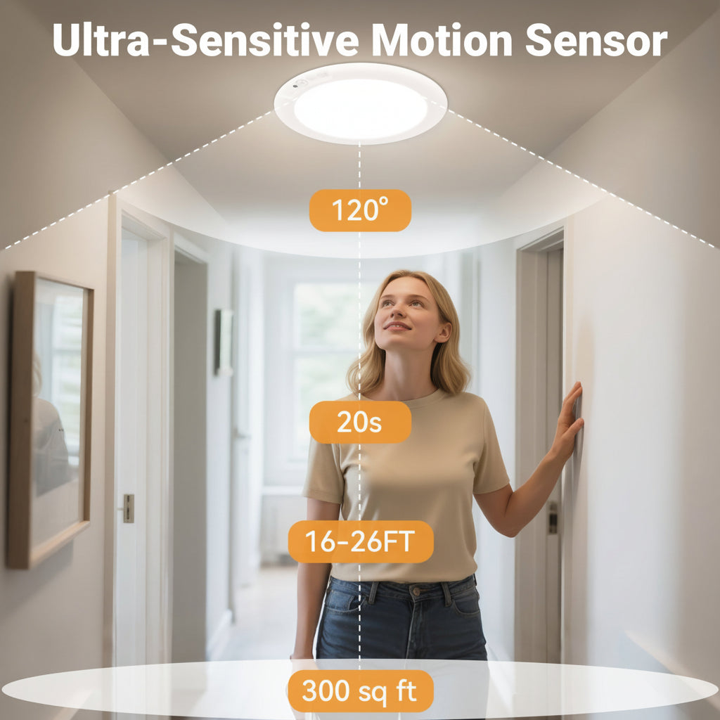 Luz de Teto com Sensor de Movimento Lâmpada LED Recarregável de Embutir
