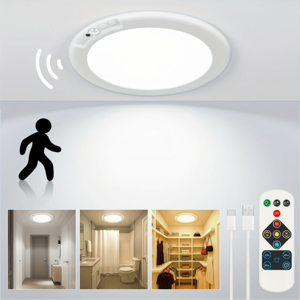 Luz de Teto com Sensor de Movimento Lâmpada LED Recarregável de Embutir