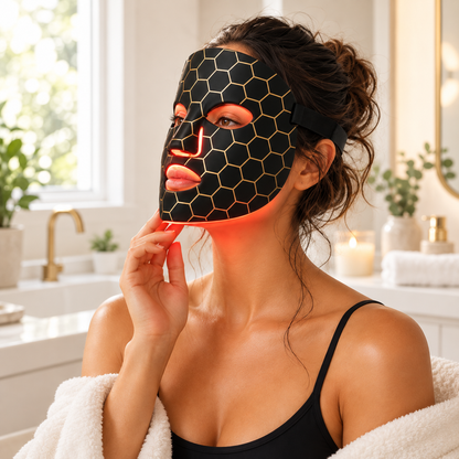LED-ansigtsmaske i silikone, USB-genopladelig, fleksibel hudpleje