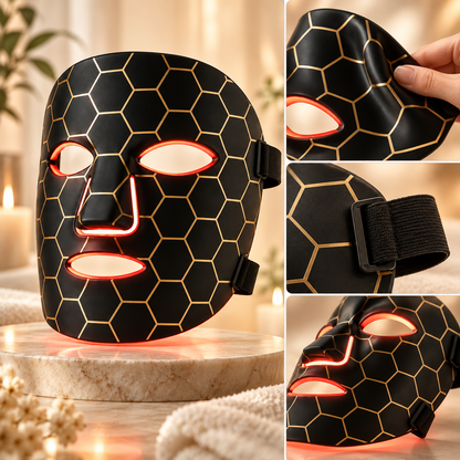 LED-ansigtsmaske i silikone, USB-genopladelig, fleksibel hudpleje