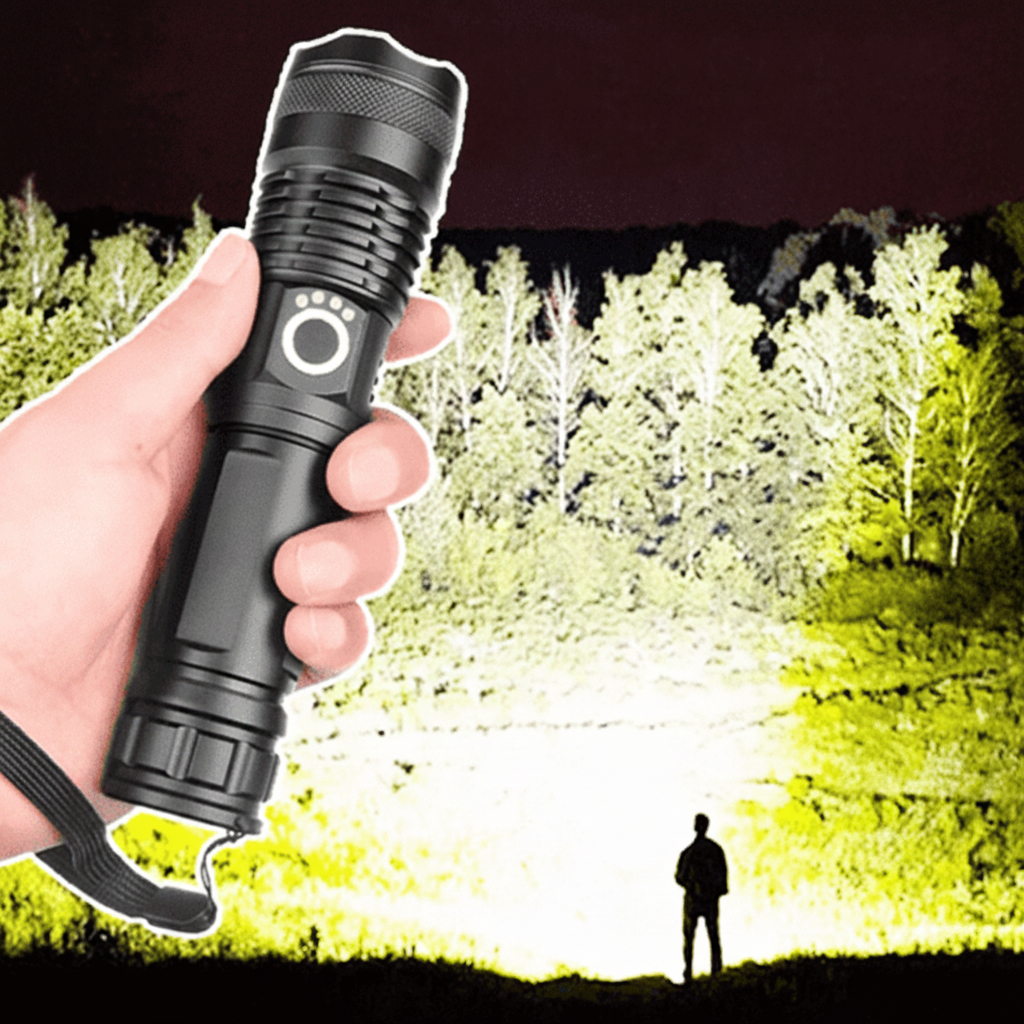Lanternă LED cu lumeni înalți, reîncărcabilă, torță tactică pentru camping
