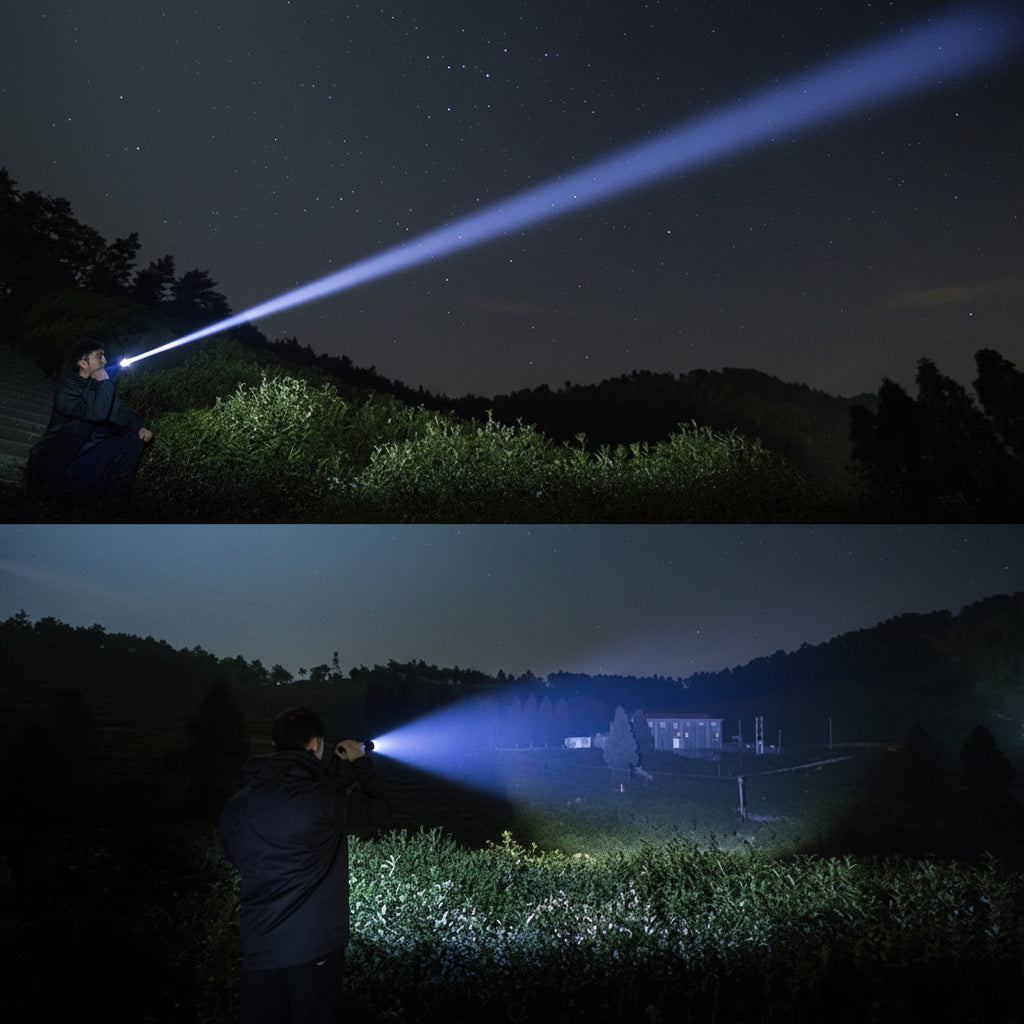 Lanternă LED cu lumeni înalți, reîncărcabilă, torță tactică pentru camping