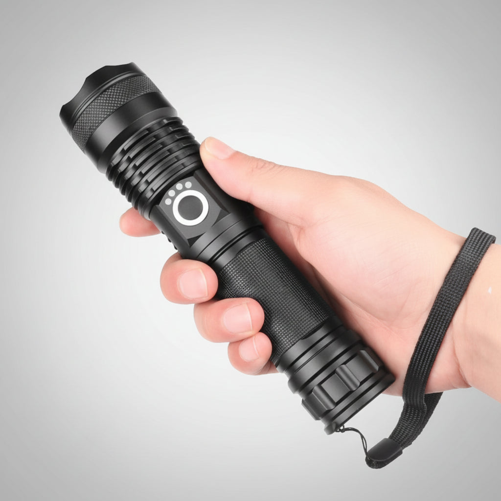 Lanternă LED cu lumeni înalți, reîncărcabilă, torță tactică pentru camping