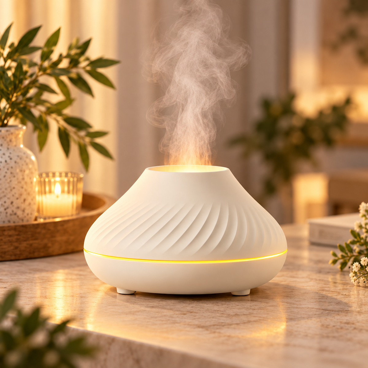 Aromadiffuser med LED-lys, lydløs ultralydsforstøver og luftfugter